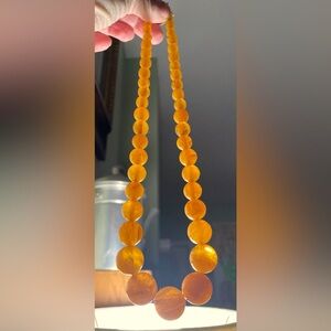 VTG Early Bakelite Butterscotch egg yolk Chunky Bead 18” Necklace. 1920S.-1940.